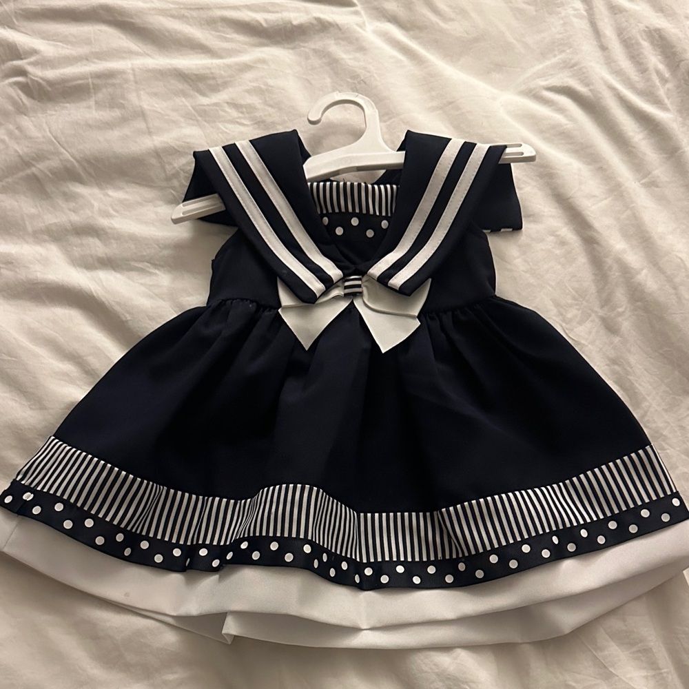 Iris & Ivy Navy Dress with White Stripes